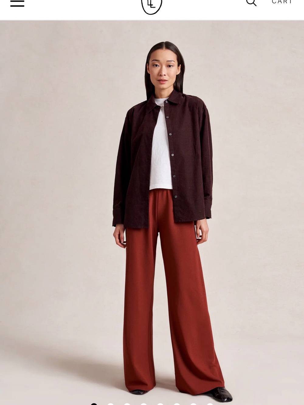 La Ligne Satin Colby Wide-Leg High-Waist Pants in Rust